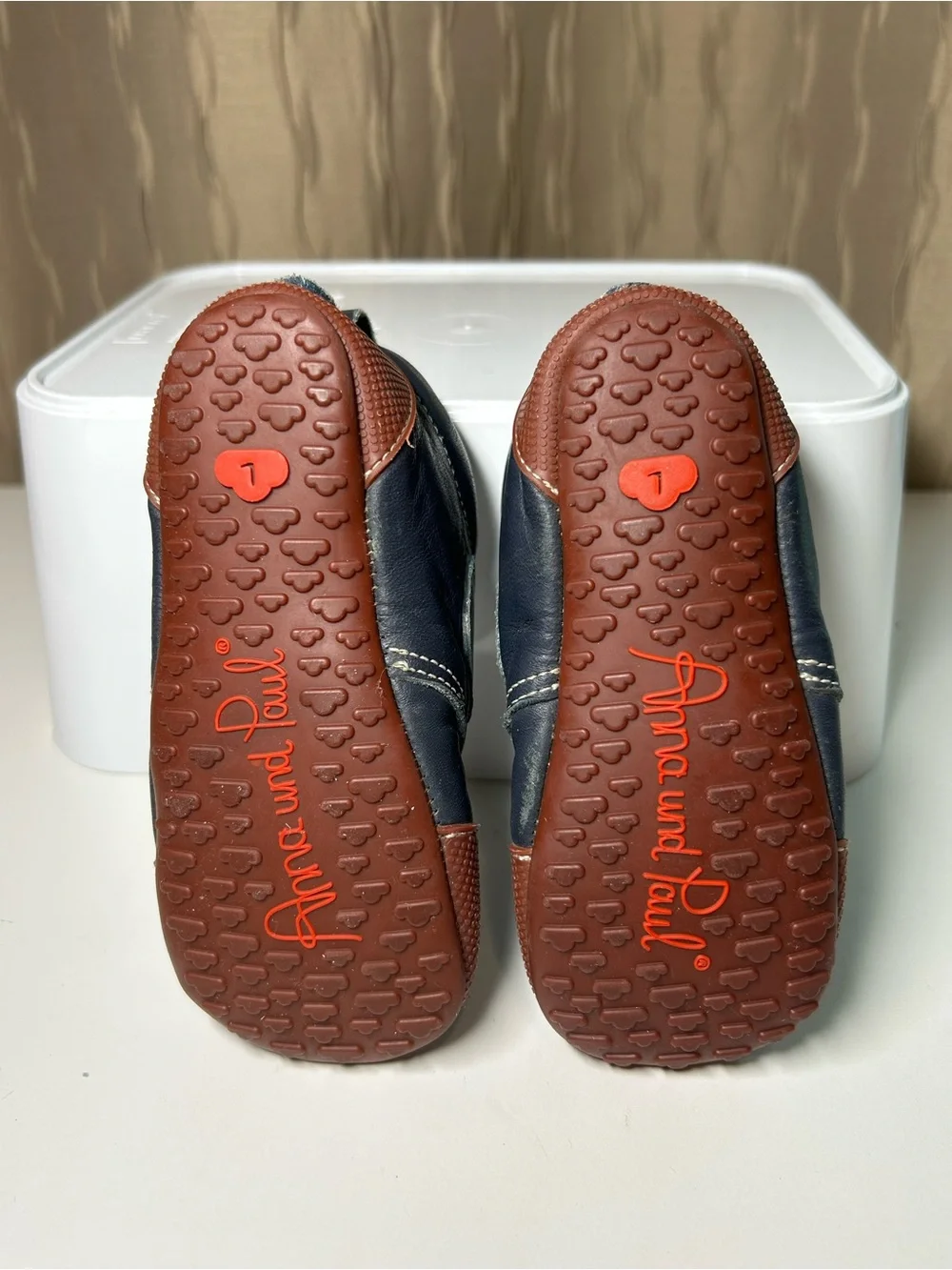 Anna und Paul Baby Size L (EU 22, US 18-24 Month) Navy Brown Star Velcro Leather
